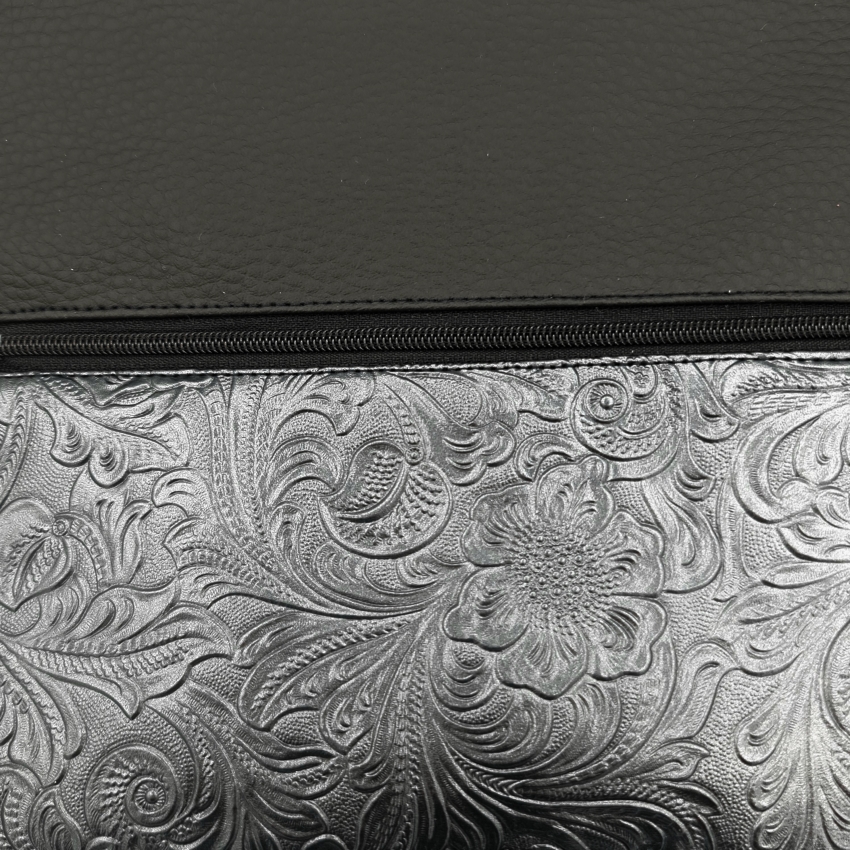 Gassitasche / Cross Bag / Hip Bag, schwarz, Blütenranken